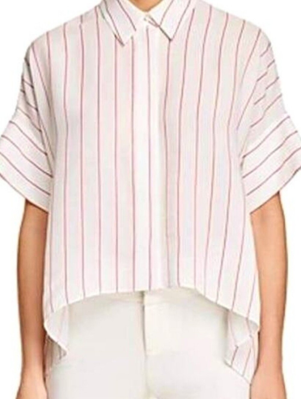 Alice + Olivia White & Red Striped Blouse
